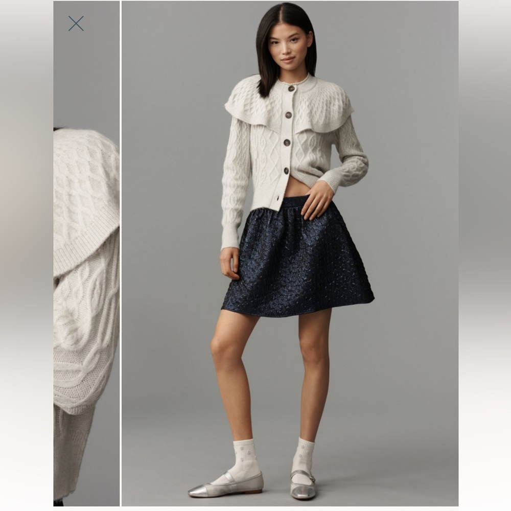 Cable-Knit Cape Cardigan Sweater